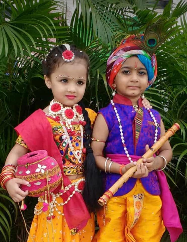 Pre-Primary Students in Traditional Radha Krishna Dress